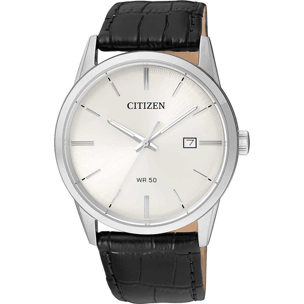 Classic Leather Strap Watch Black Dial