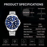 Pro Dive Blue Dial Watch 42mm Silver Bracelet