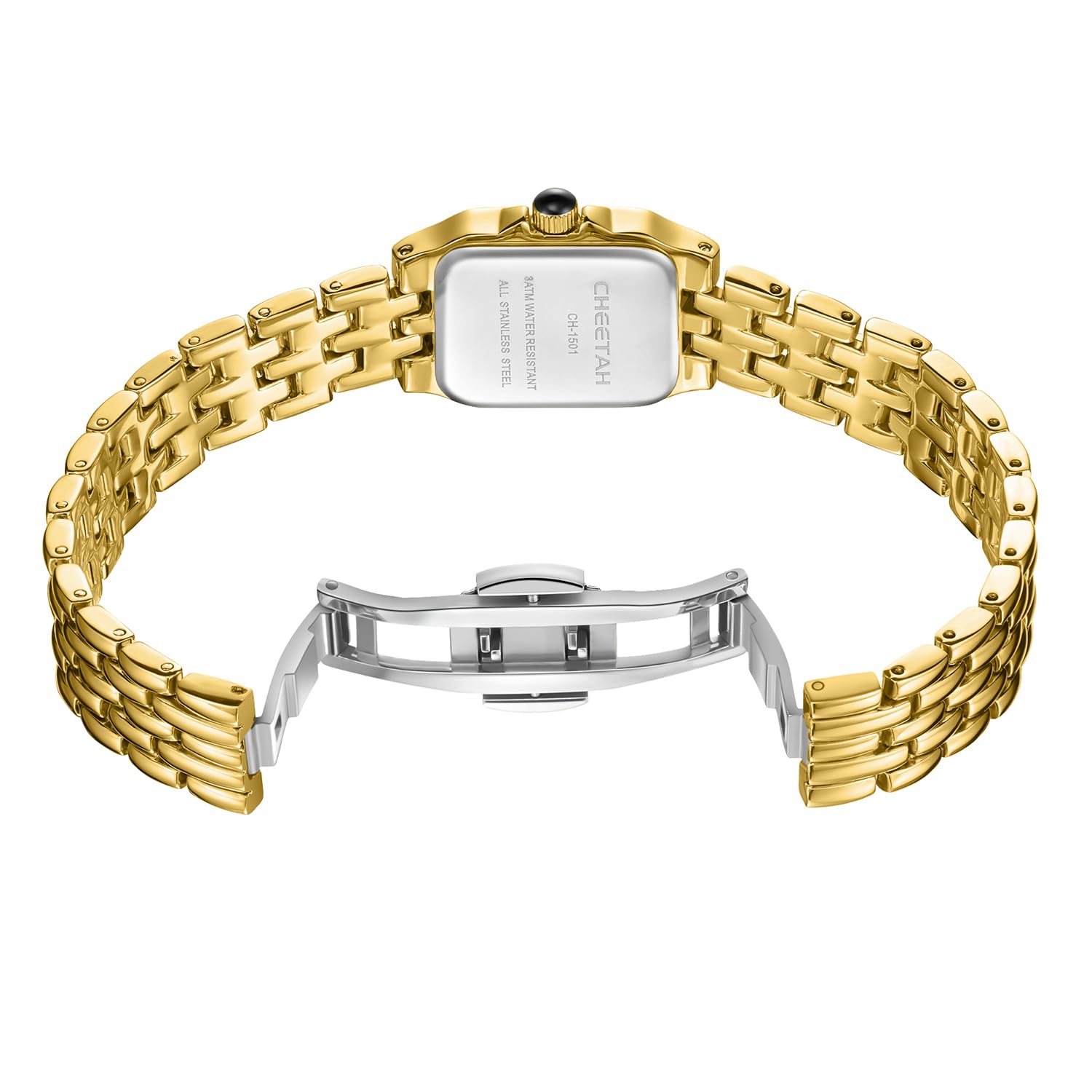 Vintage Rectangular Roman Dial Watch Gold Bracelet
