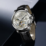 Automatic Moon Phase Leather Watch Grey