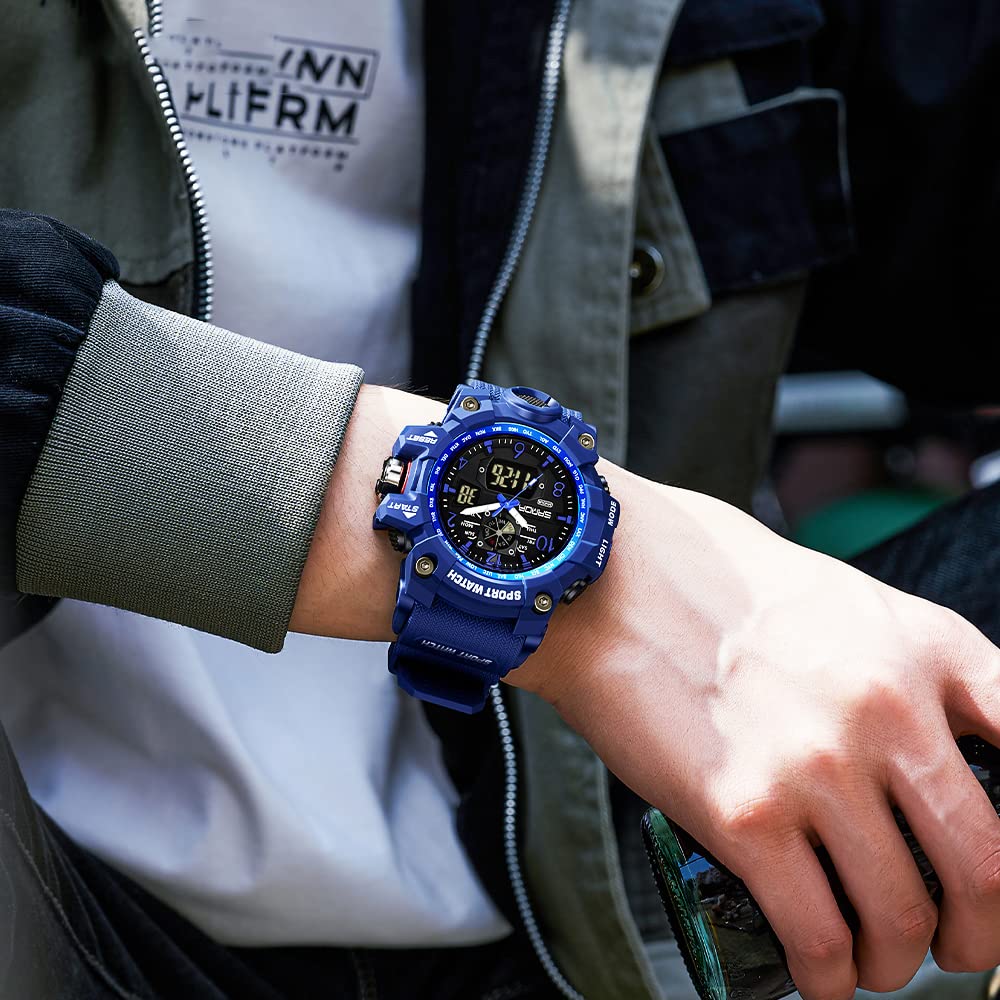 Military Digital Sports Watch Blue Dial