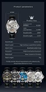 Automatic Moon Phase Leather Watch Grey