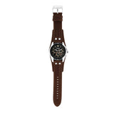 Coachman Chronograph Leather Watch Silver Brown