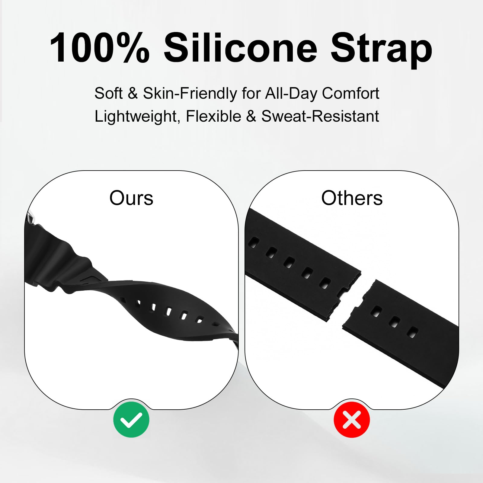 Classic Sports Watch Silicone Strap Black Dial