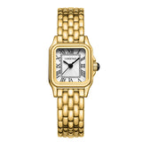 Vintage Rectangular Roman Dial Watch Gold Bracelet