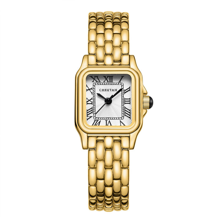Vintage Rectangular Roman Dial Watch Gold Bracelet