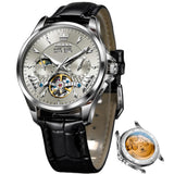 Automatic Moon Phase Leather Watch Grey
