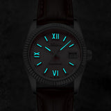 Pink Leather Dress Watch Luminous Dial