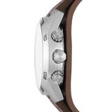 Coachman Chronograph Leather Watch Silver Brown