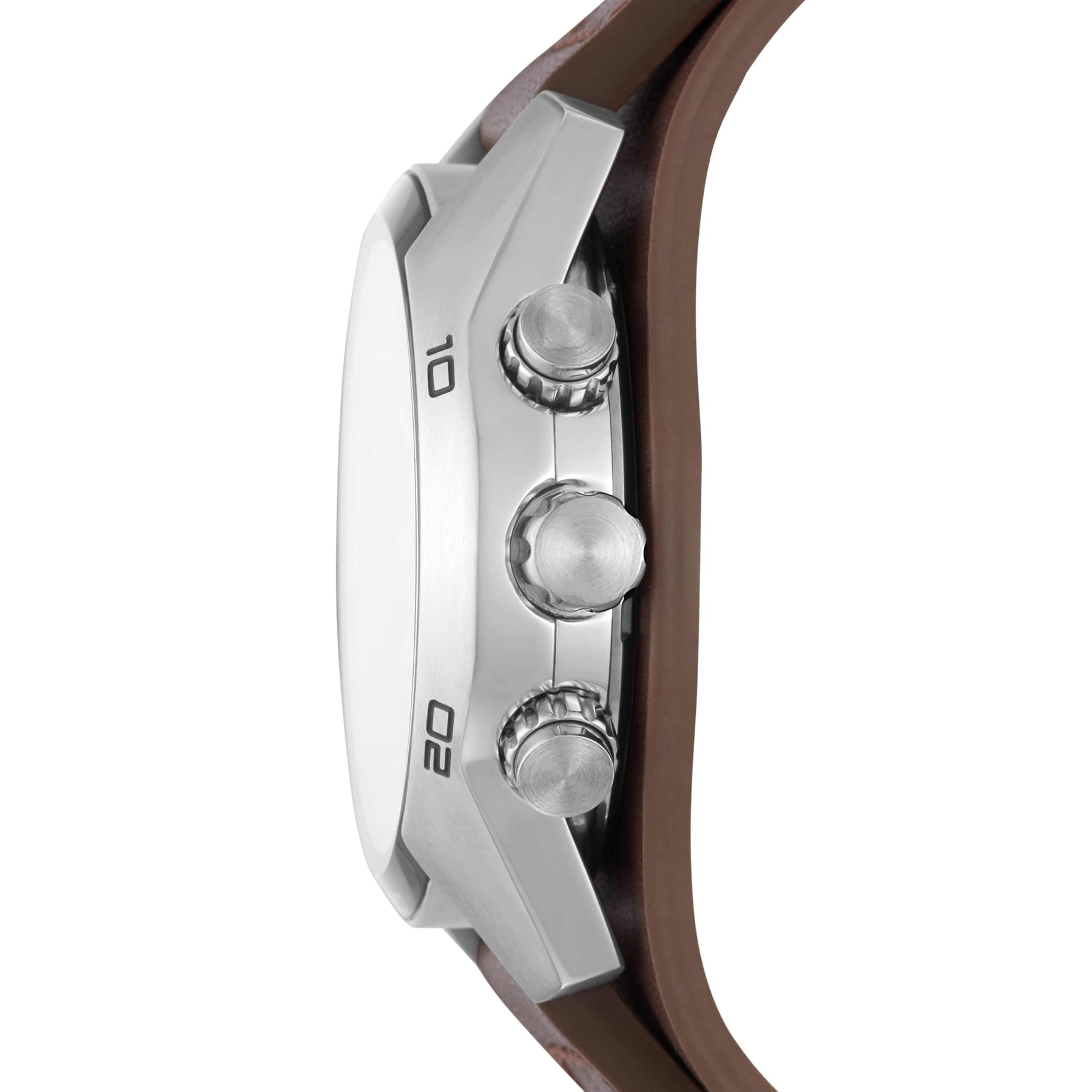 Coachman Chronograph Leather Watch Silver Brown