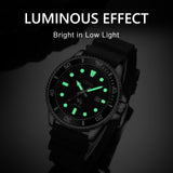 Classic Sports Watch Silicone Strap Black Dial