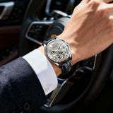 Automatic Moon Phase Leather Watch Grey
