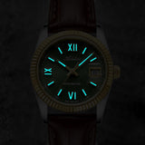 Green Dial Stainless Steel Watch Luminous Hands