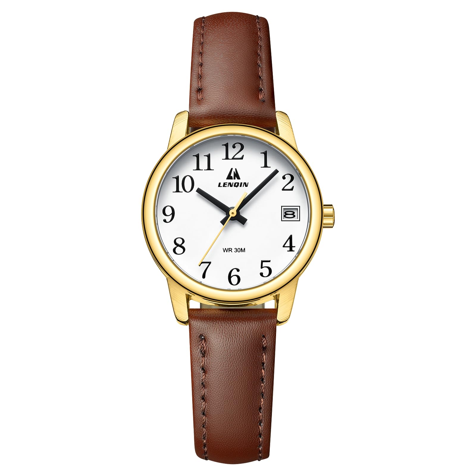 Easy Reader Leather Strap Watch Brown Gold Dial