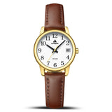 Easy Reader Leather Strap Watch Brown Gold Dial