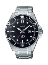 Classic Diver Watch Black Dial Silver Bracelet