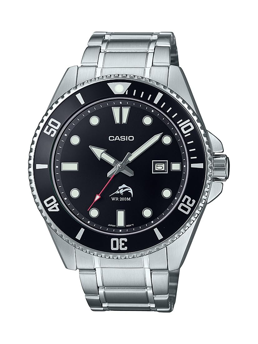Classic Diver Watch Black Dial Silver Bracelet