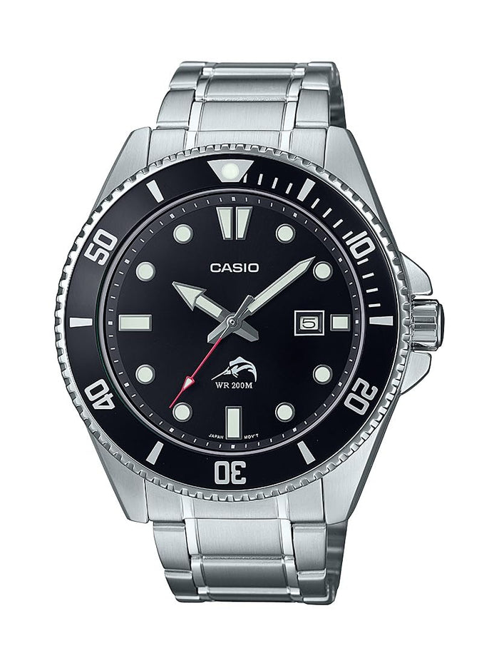 Classic Diver Watch Black Dial Silver Bracelet