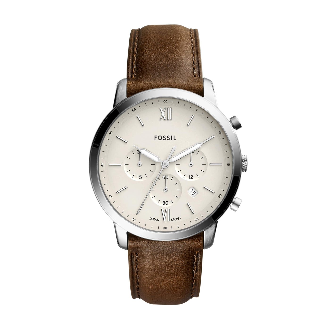 Neutra Chronograph Leather Watch Silver Brown