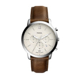 Neutra Chronograph Leather Watch Silver Brown
