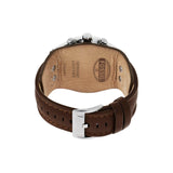 Coachman Chronograph Leather Watch Silver Brown