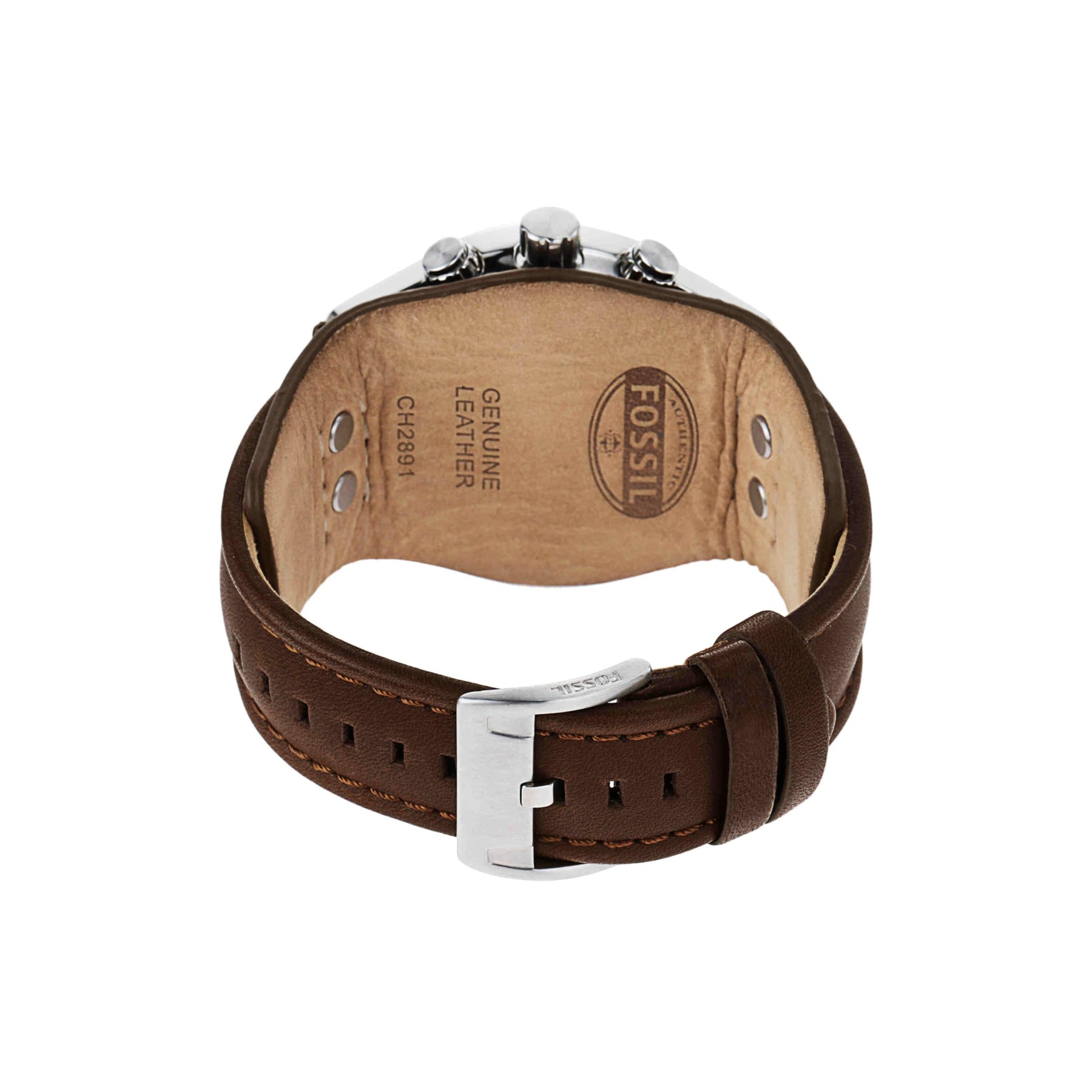 Coachman Chronograph Leather Watch Silver Brown