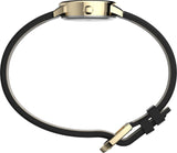 Timex Women's Easy Reader 25mm Watch – Gold-Tone Case White Dial and Date with Black Leather Strap