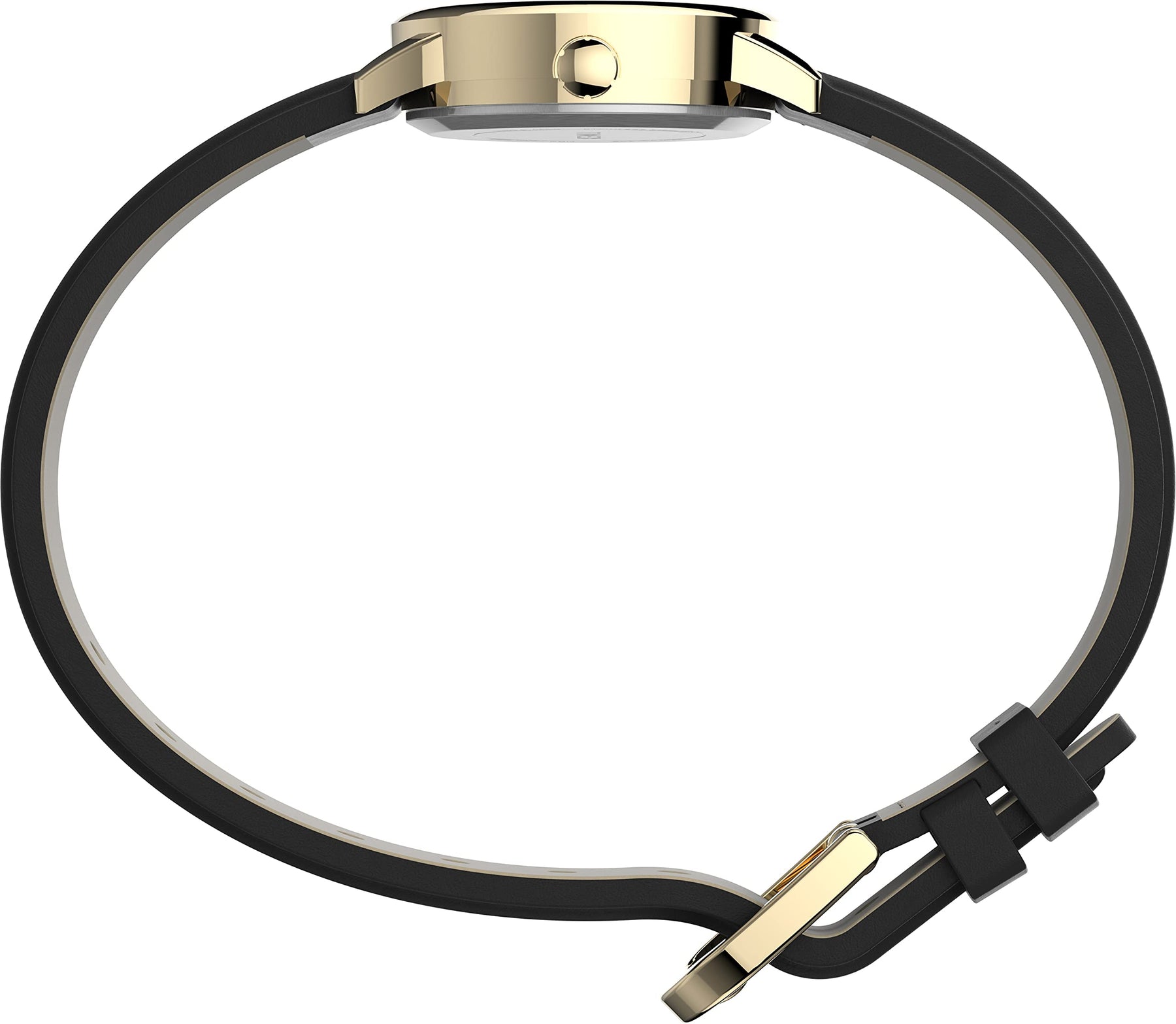 Timex Women's Easy Reader 25mm Watch – Gold-Tone Case White Dial and Date with Black Leather Strap