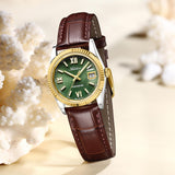 Green Dial Stainless Steel Watch Luminous Hands