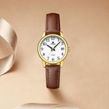Easy Reader Leather Strap Watch Brown Gold Dial