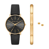 Pyper Black Leather Watch Gift Set