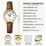Easy Reader Leather Strap Watch Brown Gold Dial