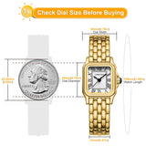 Vintage Rectangular Roman Dial Watch Gold Bracelet