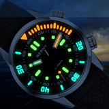 Automatic Dive Watch Black Silicone Strap Sapphire Glass