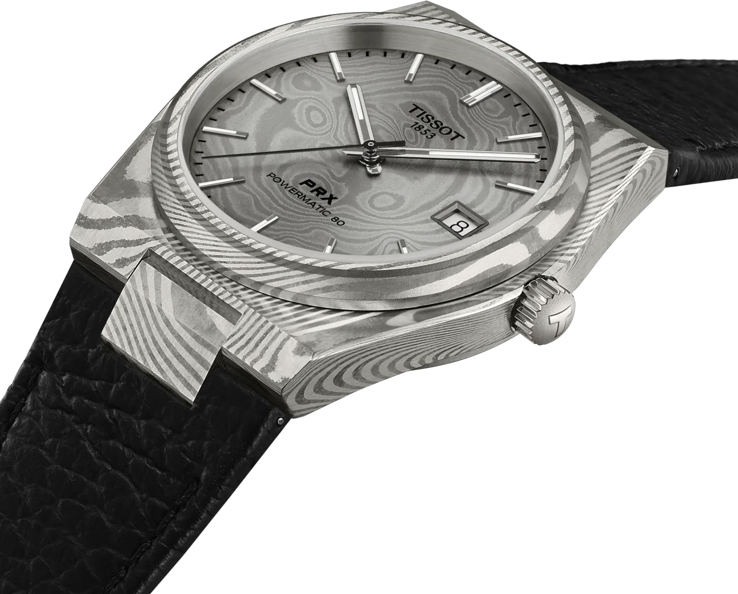 PRX Automatic Damascus Steel Watch 38mm Grey Dial