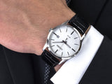 Classic Leather Strap Watch Black Dial