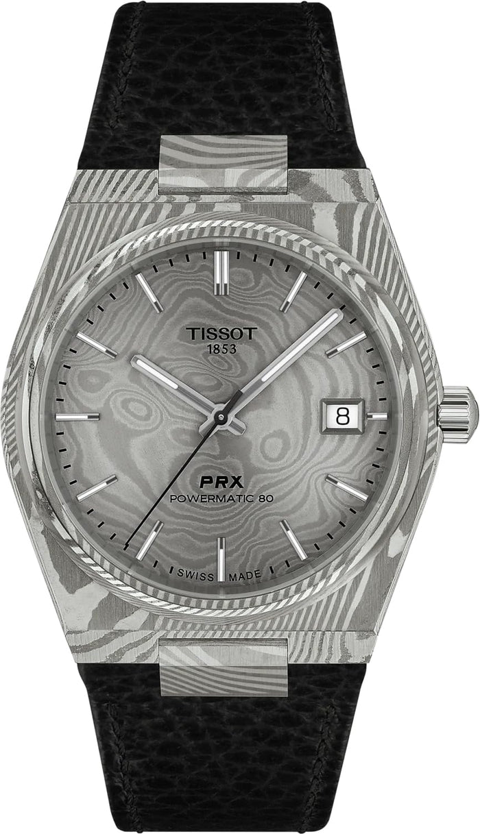 PRX Automatic Damascus Steel Watch 38mm Grey Dial