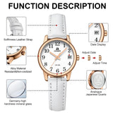 Easy Read Leather Strap Watch Luminous Dial