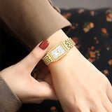 Vintage Rectangular Roman Dial Watch Gold Tone