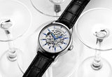 Skeleton Automatic Leather Dress Watch