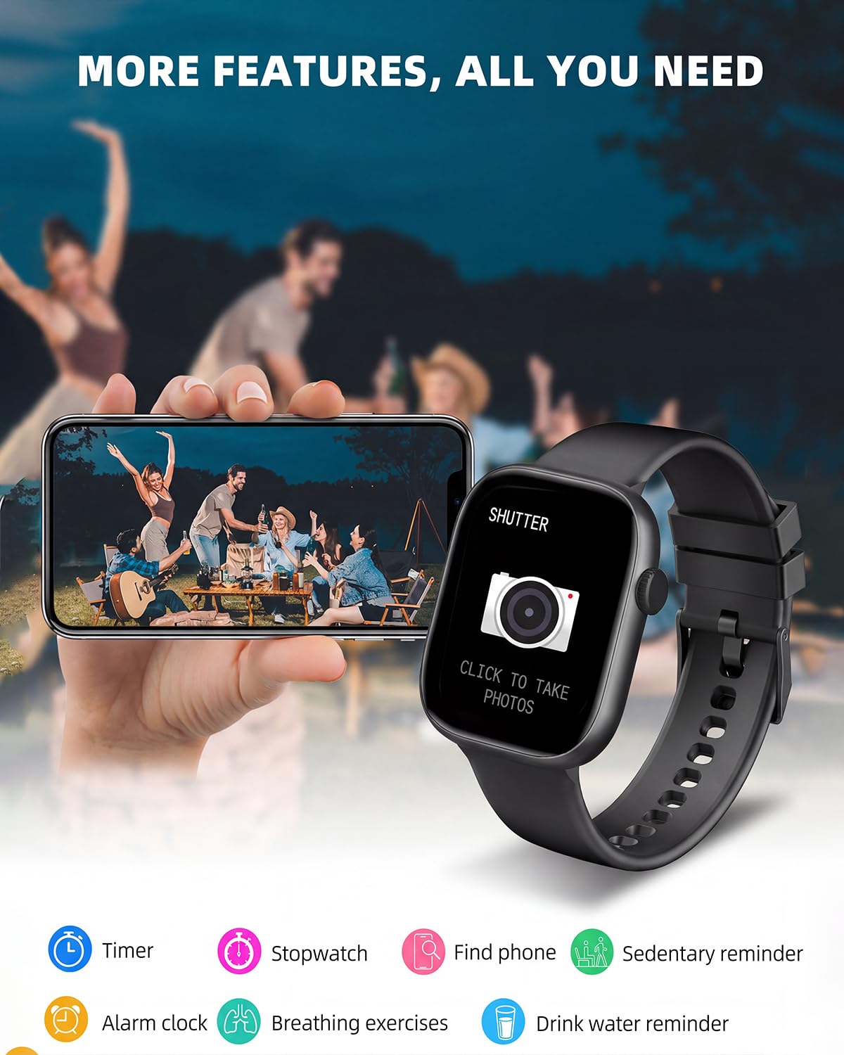 HD Smartwatch with Bluetooth Calling Black Dial