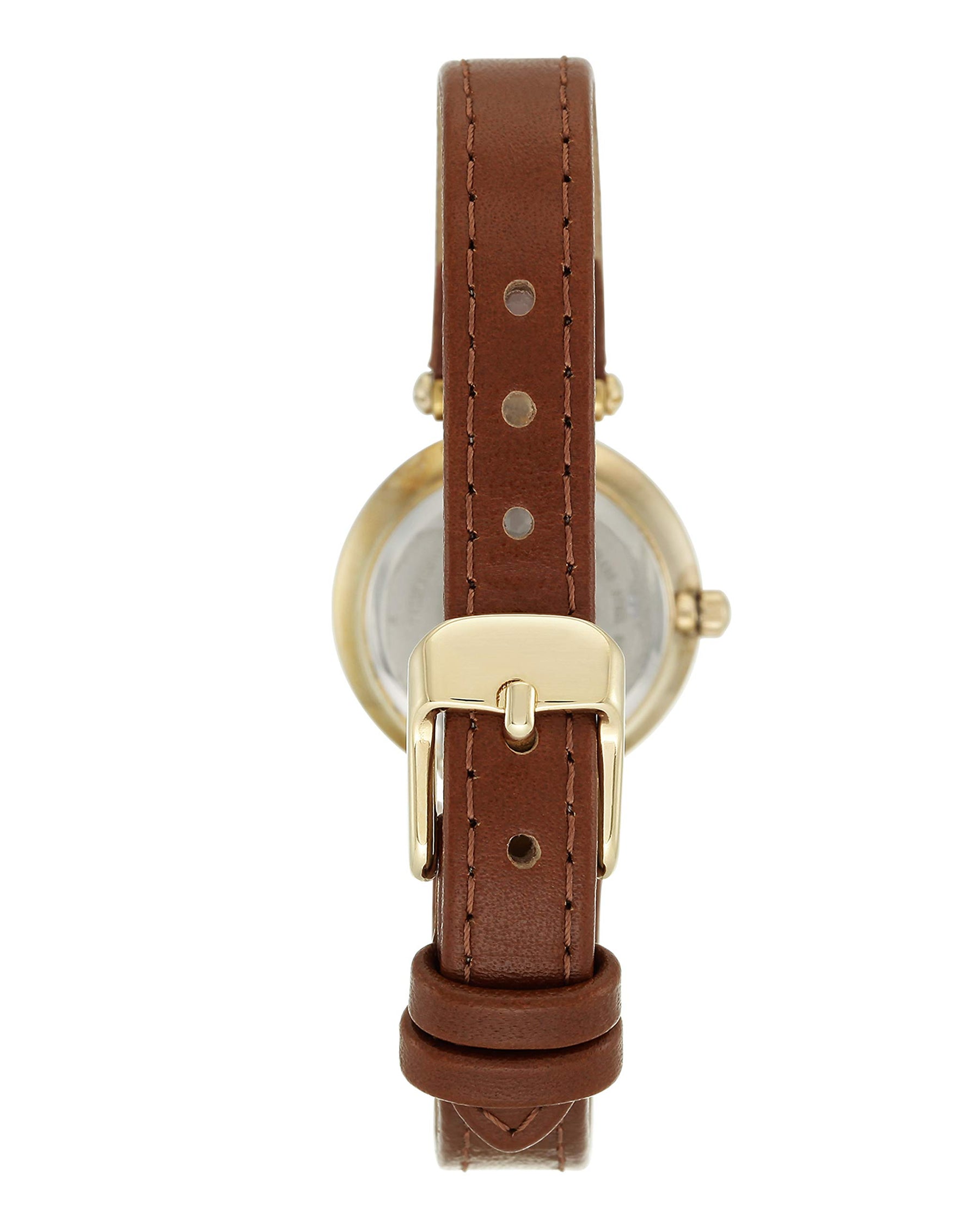 Champagne Dial Leather Strap Watch Gold-Tone