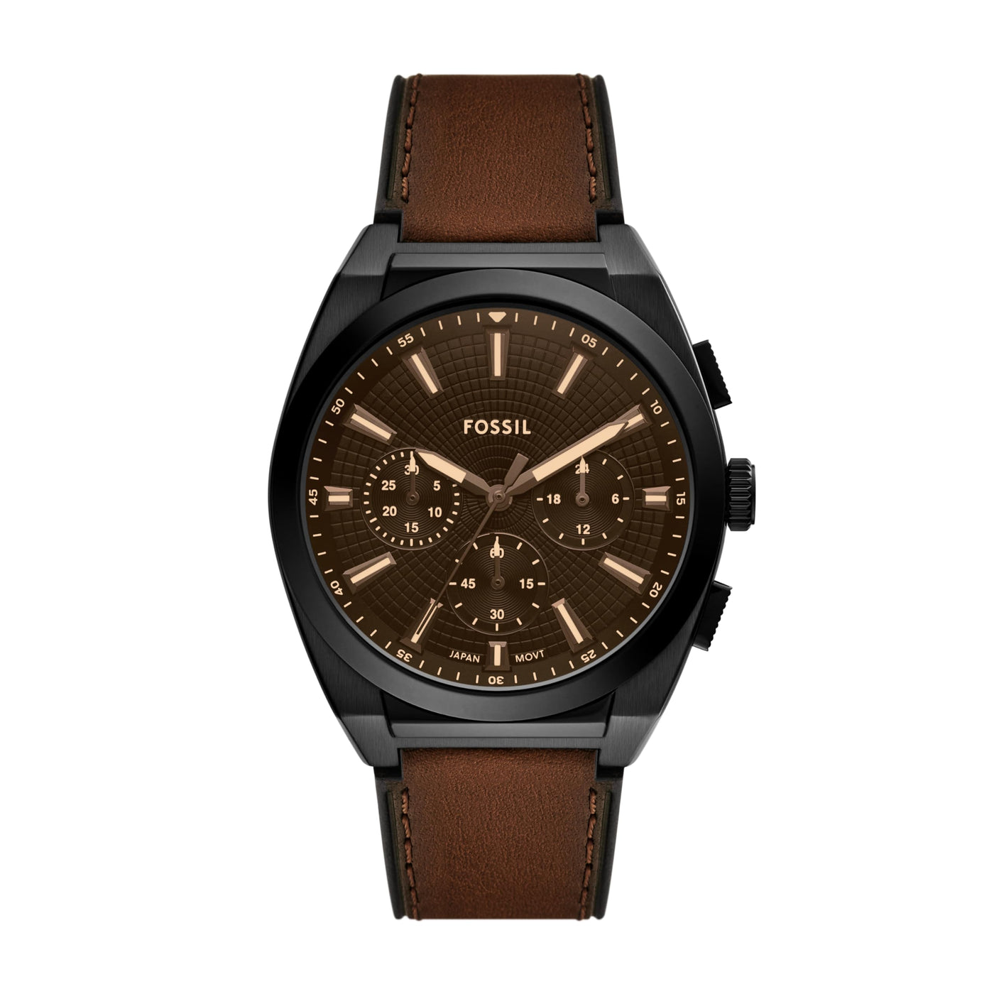 Everett Chronograph Leather Watch Brown