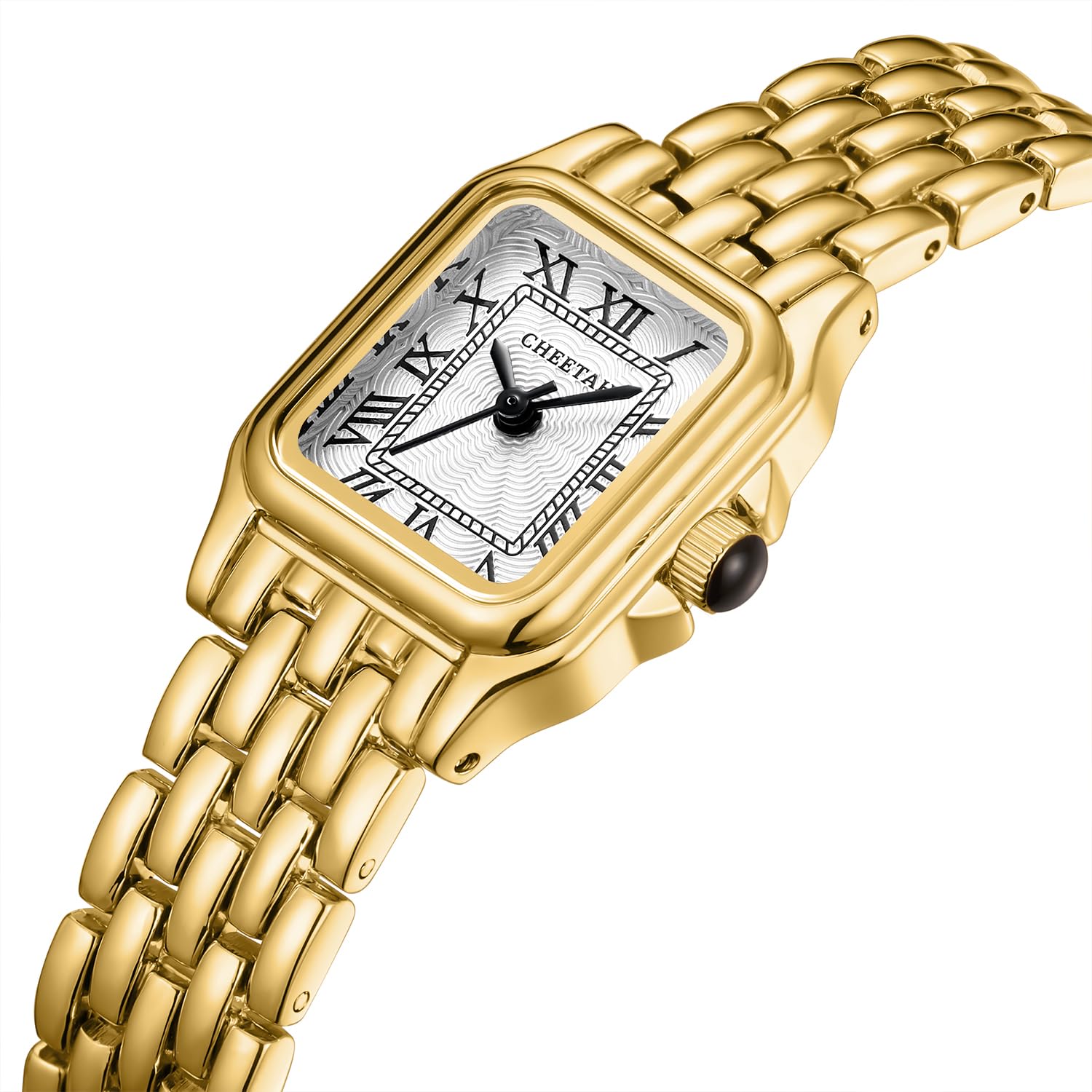 Vintage Rectangular Roman Dial Watch Gold Bracelet