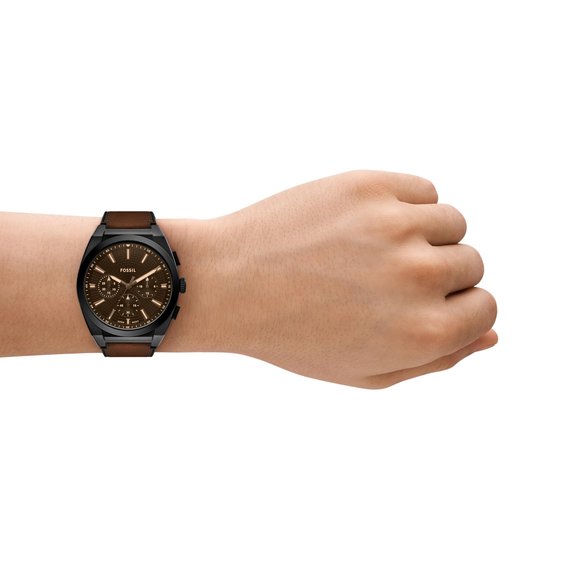 Everett Chronograph Leather Watch Brown