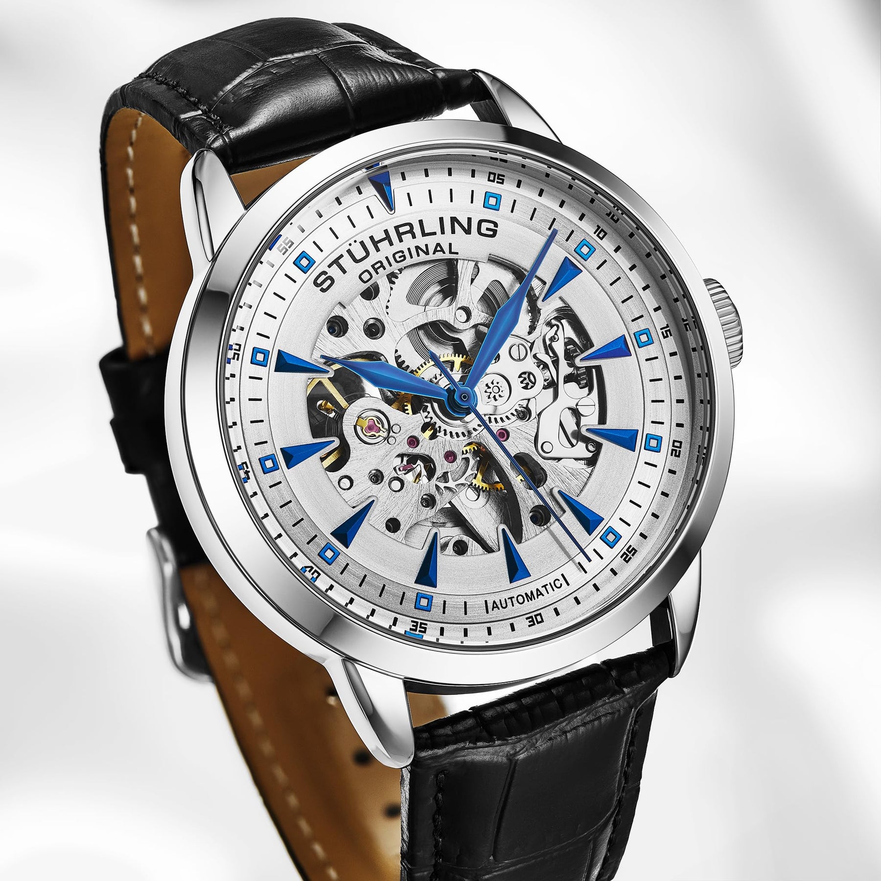 Skeleton Automatic Leather Dress Watch