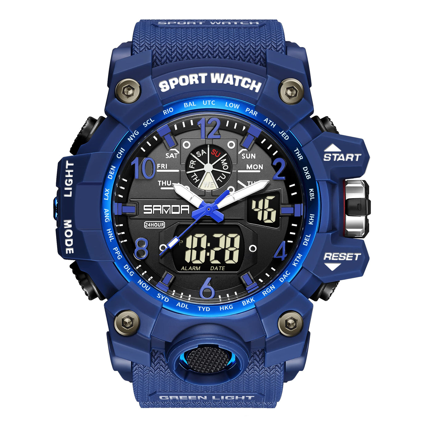 Military Digital Sports Watch Blue Dial
