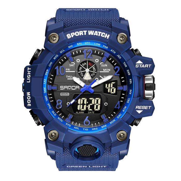 Military Digital Sports Watch Blue Dial