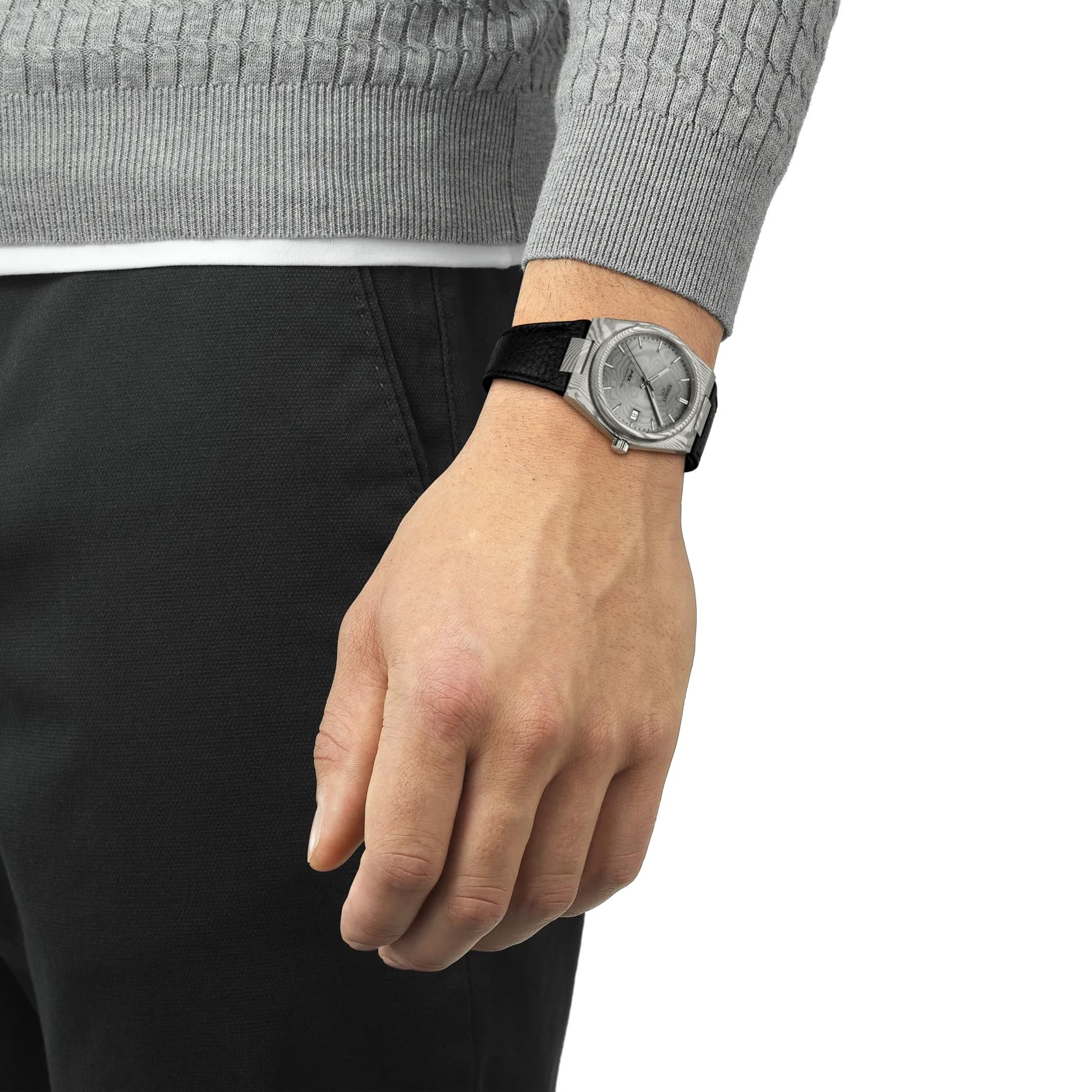 PRX Automatic Damascus Steel Watch 38mm Grey Dial