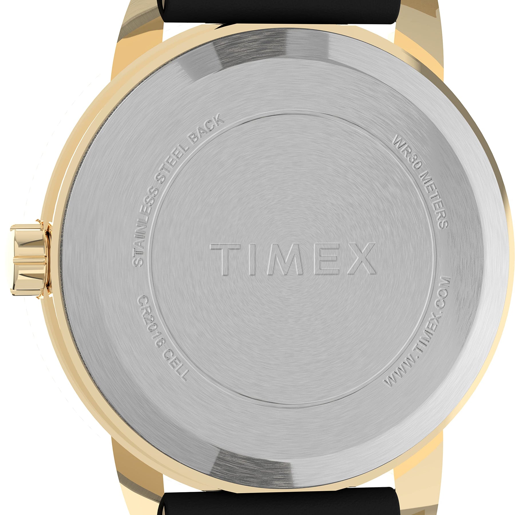 Timex Women's Easy Reader 25mm Watch – Gold-Tone Case White Dial and Date with Black Leather Strap
